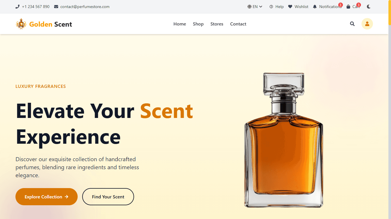 Perfumes E-Commerce Golden Scent
